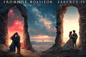 design romantic book cover with cinematic love story art