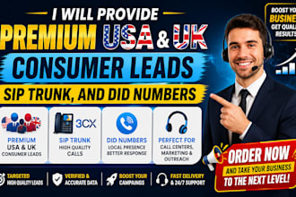 provide premium USA and UK consumer leads, sip trunk and did number