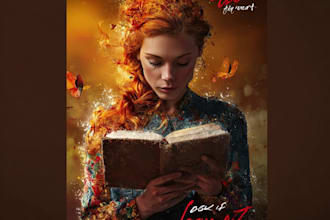 draw fantasy romance book cover with magical art