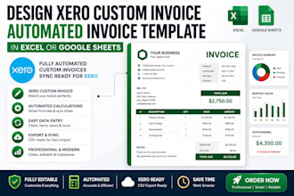 design xero custom invoice automated invoice template in excel or google sheets