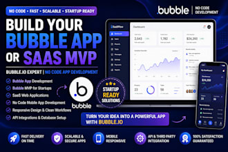 develop bubble app, bubble mvp or saas with no code mobile app development