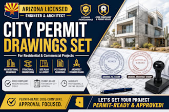city permit drawings set as arizona licensed engineer, licensed architect in az