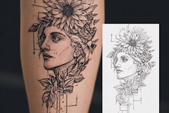 design dark gothic tattoo illustration with custom detail