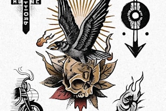 be custom realistic full sleeve tattoo art and illustration