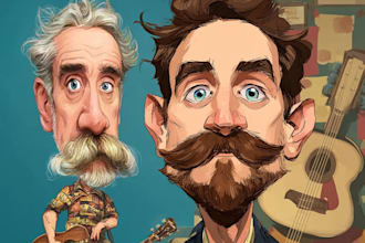 draw portraits and funny caricatures from photo