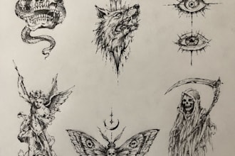 draw professional custom tattoo designs