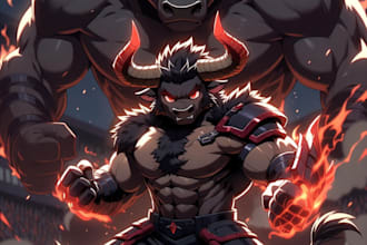 create dark cinematic anime anthro characters