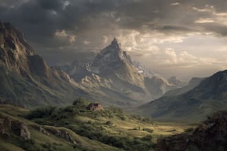 design a realistic game art cinematic matte painting for film