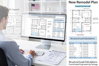draft california home remodeling plans with load calculations