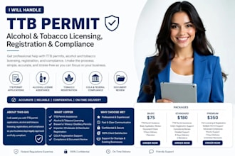 handle alcohol and tobacco licensing, registration, ttb permits and compliances