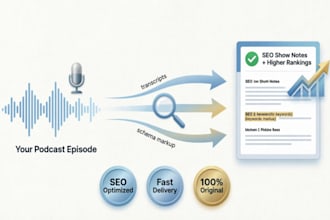 write high impact seo podcast notes to boost  visibility and authority