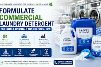 formulate commercial laundry detergent for hotels, hospitals and industrial use