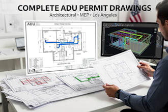 design pe stamped los angeles adu permit plans with mep drawings