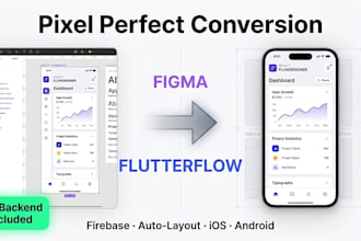 convert figma to flutterflow pixel perfect IOS android app with firebase backend