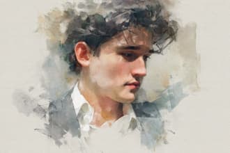 watercolor portrait painting, photo to watercolor portrait