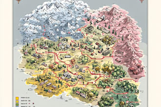 design custom hand drawn map vector illustration