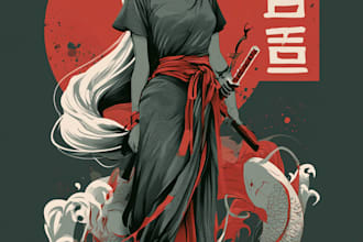 make japanese t shirt illustration and t shirt design