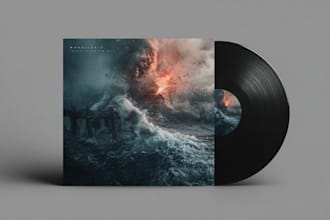 draw cartoon single artwork, music album cover art