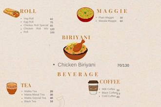 design a beautiful restaurant menu