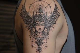 design viking tattoo illustration nordic warrior ink art