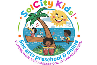 create a colorful kids city and playground logo design