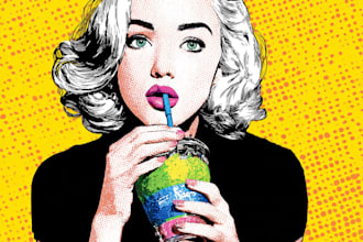 create vintage restaurant pop art illustration