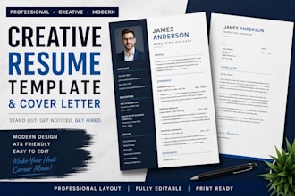 design or redesign a creative resume template cover letter with stationery desig