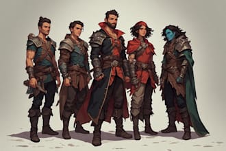 make a dnd party character and illustartion for you