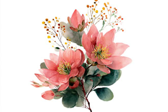 draw botanical watercolor clipart
