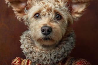 amazing royal pet portrait in custom caricature