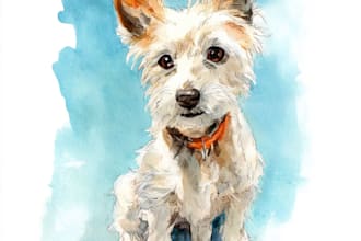 create a custom watercolor pet portrait or pet painting