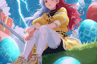 create anime fan art with dramatic action effects