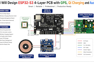 design esp32 s3, 4 layer pcb with gps wireless charging and audio