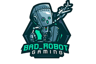 design gaming robot computer mascot logo with business