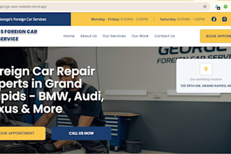 create a custom website for auto repair workshop with booking system