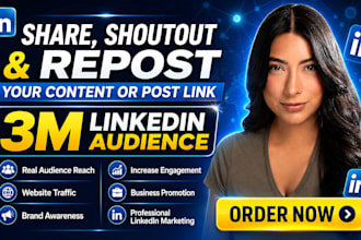 share, shoutout repost your content or post link with 3m linkedin audience