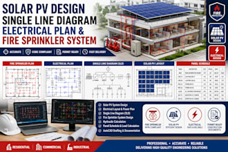 create solar pv design single line diagram and electrical plan sprinkler system