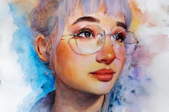 watercolor portrait painting, photo to watercolor portrait