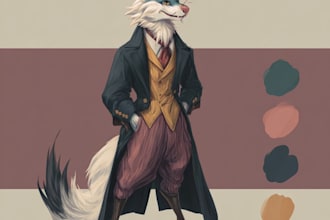 draw furry reference sheet and fursona character design