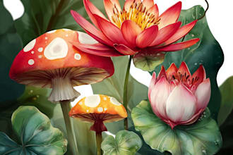 do botanical plant watercolor illustration for poem