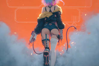 create epic anime action scene artwork