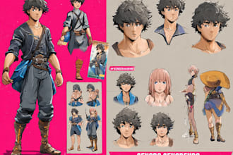 design professional anime character sheets and reference