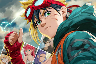 create dramatic anime action and fighting scene