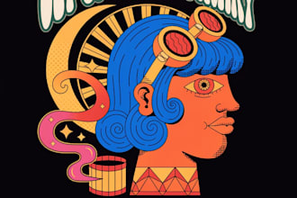 create retro vintage illustration for t shirt print designs