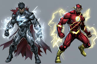 illustrate a superhero comic and marvel character
