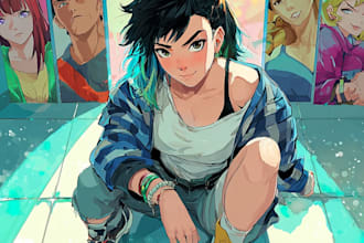 create epic anime fighting and action artwork