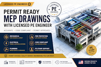 create permit ready mep drawings with licensed pe engineer