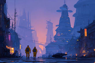 draw detailed sci fi environments and space scenes