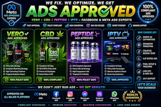 fix vero ads, cbd ads, peptide ads, iptv for facebook and meta ads