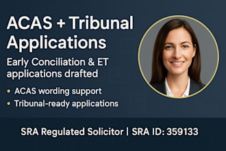 draft your acas application and et1 form as a UK employment law UK solicitor